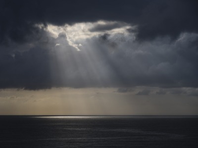 Ocean, sea, horizon, landscape, reflection, clouds
