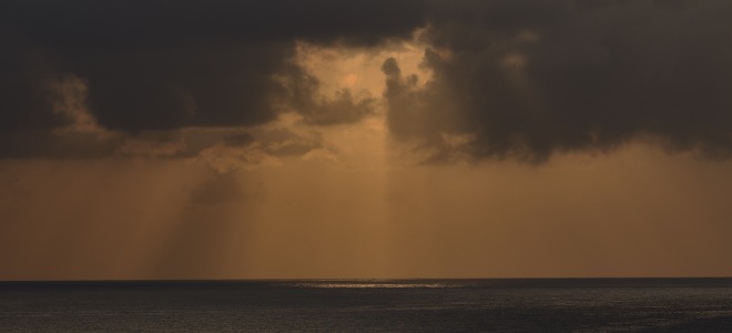 Ocean, sea, horizon, landscape, reflection, clouds