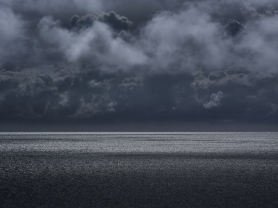 Ocean, sea, horizon, landscape, reflection, clouds, sky