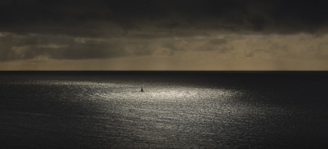 Ocean, sea, horizon, landscape, reflection, clouds, sky