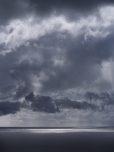 Ocean, sea, horizon, landscape, reflection, clouds, sky