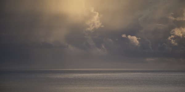 Ocean, sea, horizon, landscape, reflection, clouds, sky