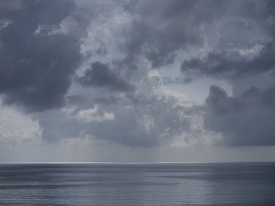 Ocean, sea, horizon, landscape, reflection, clouds, sky