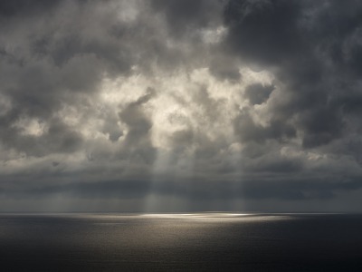Ocean, sea, horizon, landscape, reflection, clouds, sky